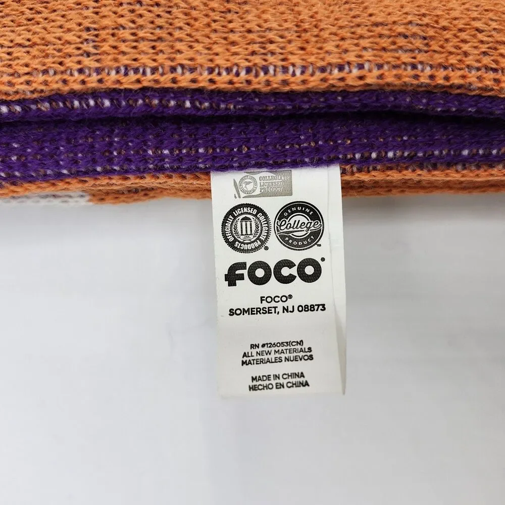 FOCO Clemson Tigers Orange & Purple Reversible Scarf (NWT)